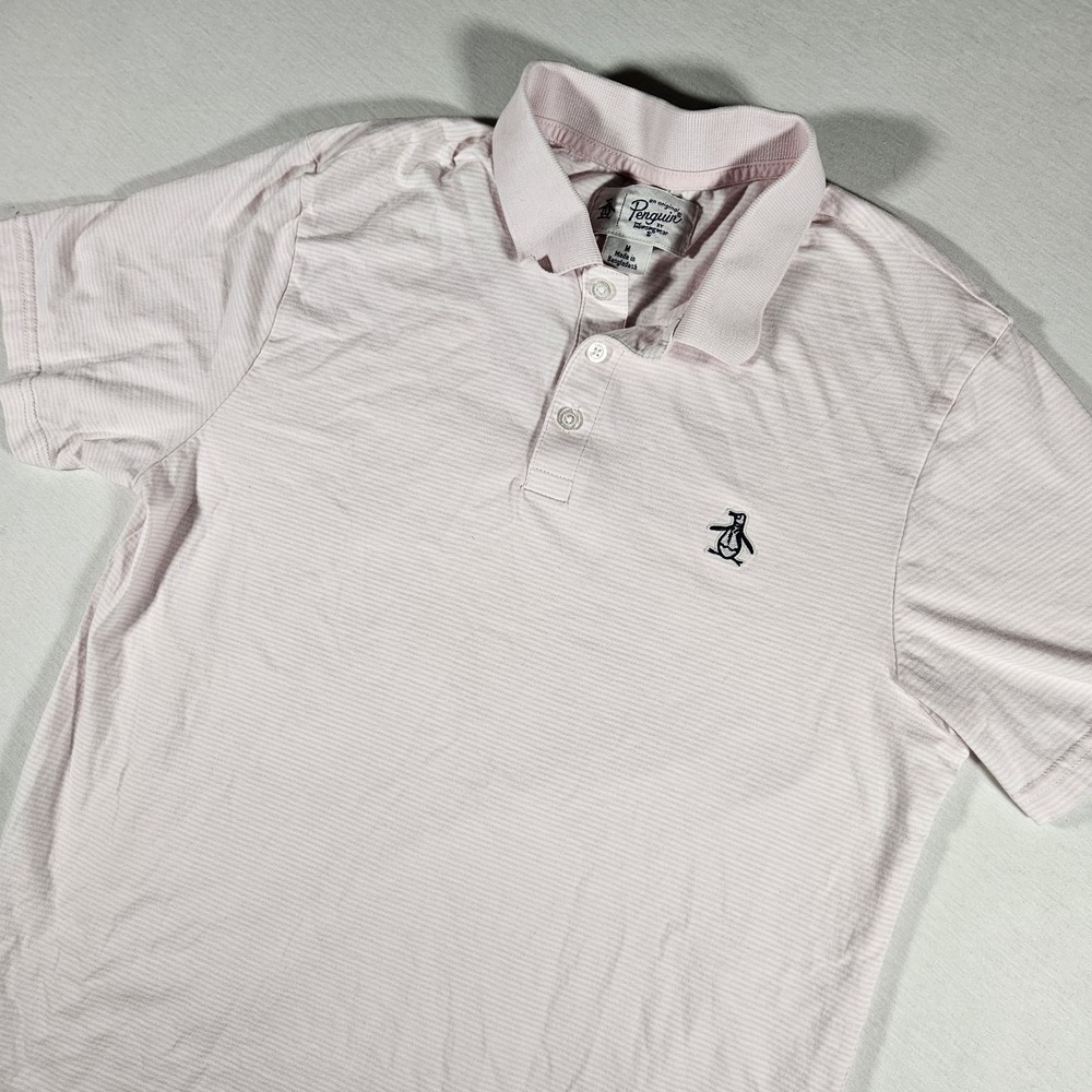 An Original Penguin Polo By Munsingwear Mens Medium Pink White Stripes